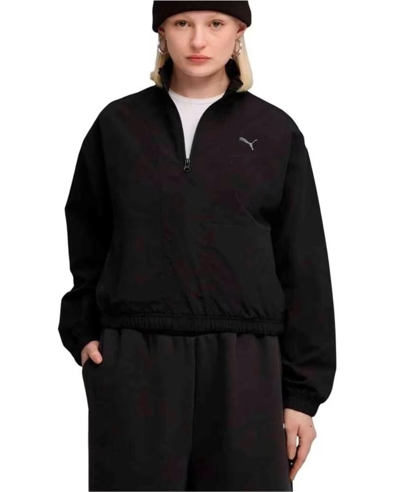 PUMA FELPA HER RELAXED WOVEN HALF-ZIP NERA DONNA