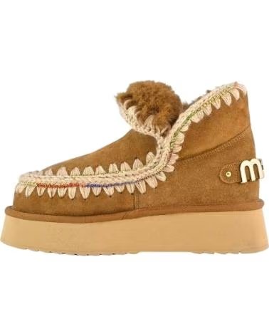 MOU BOTINES ESKIMO 18 PLATFORM RHINESTONES COGNAC EN MARRON PARA MUJER BROWN