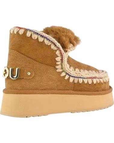 MOU BOTINES ESKIMO 18 PLATFORM RHINESTONES COGNAC EN MARRON PARA MUJER BROWN