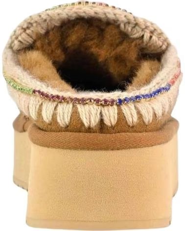 MOU STIVALETTI CLOG ESKIMO PLATFORM RHINESTONES COGNAC BROWN