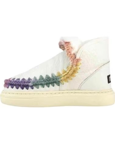 MOU STIVALETTI ESKIMO SNEAKER BOLD RAINBOW STITCHING IN NUBUCK WHITE