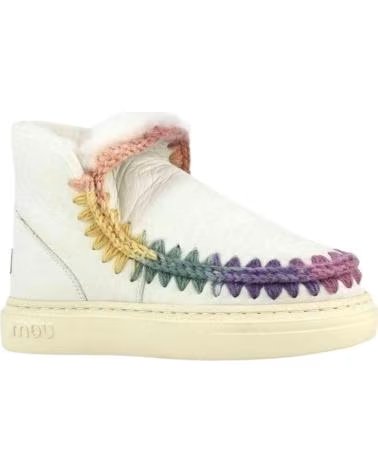 MOU STIVALETTI ESKIMO SNEAKER BOLD RAINBOW STITCHING IN NUBUCK WHITE