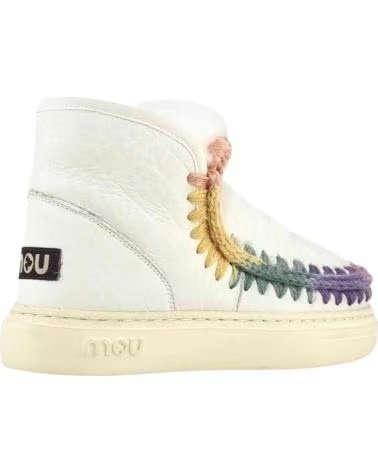 MOU STIVALETTI ESKIMO SNEAKER BOLD RAINBOW STITCHING IN NUBUCK WHITE