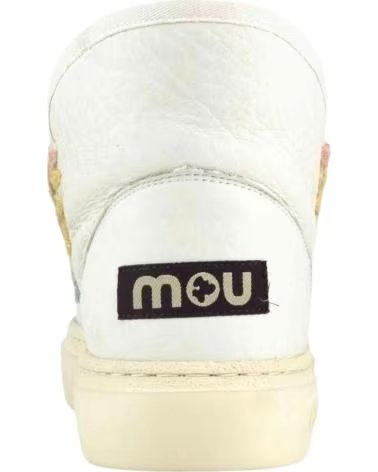 MOU STIVALETTI ESKIMO SNEAKER BOLD RAINBOW STITCHING IN NUBUCK WHITE