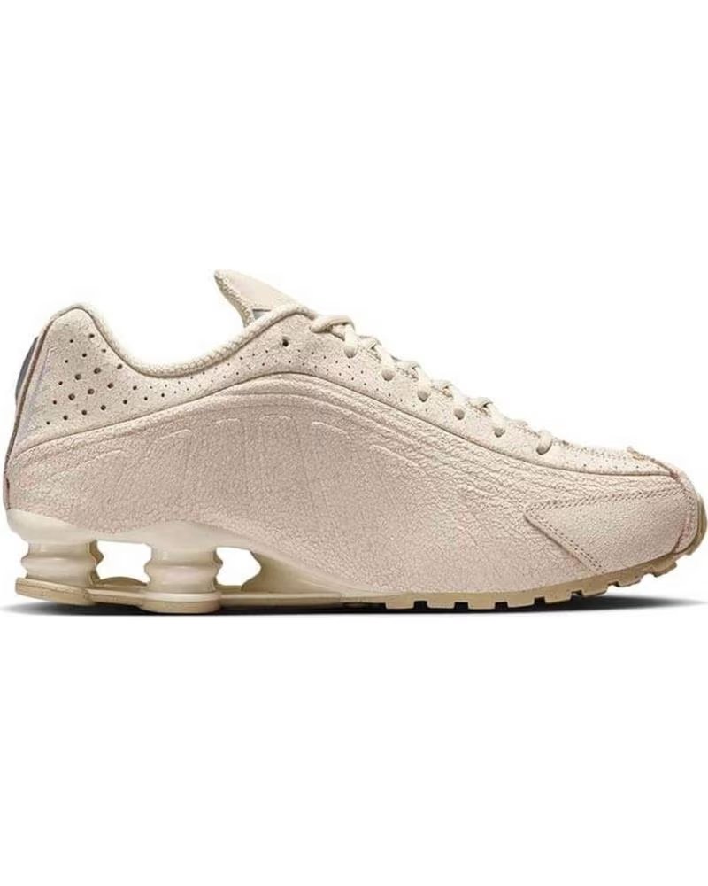 NIKE SHOX R4 QS DISTRESSED LEATHER SNEAKERS BEIGE