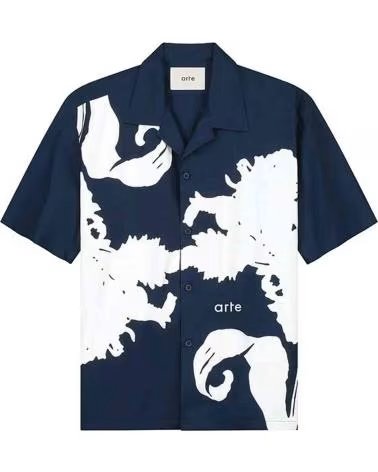 ARTE BIG FLOWER SHIRT WHITE-NAVY HEMD