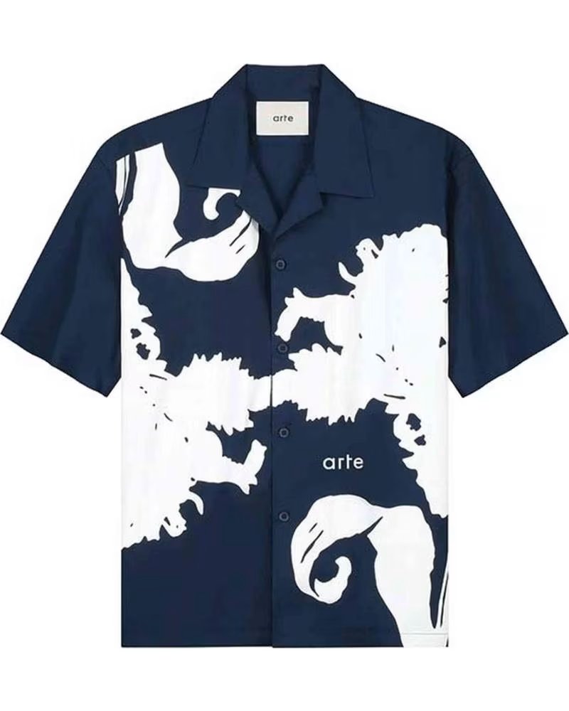 ARTE BIG FLOWER SHIRT WHITE-NAVY HEMD