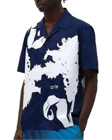 ARTE BIG FLOWER SHIRT WHITE-NAVY HEMD