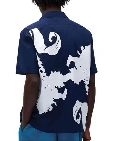 ARTE BIG FLOWER SHIRT WHITE-NAVY HEMD