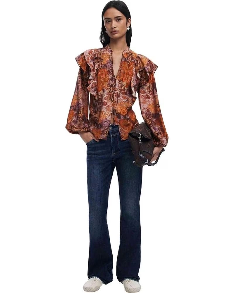 DESIGUAL BLUSA ROMÁNTICA ESTAMPADA NARANJA ORANGE