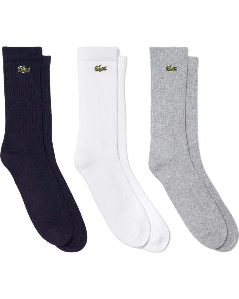 LACOSTE PACK DE 3 PAIRES DE CHAUSSETTES CLASSIC SPORT SILVER CHINE - WHITE NAVY