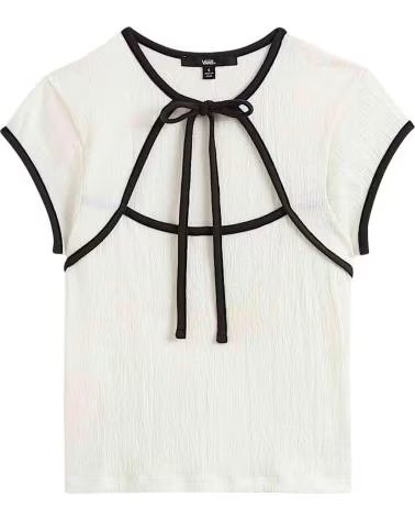 VANS OFF THE WALL CAMISETA DE MANGA CORTA VANS CAMISETAS VANS KARI TIE NECK TOP CLAS EN BLANCO PARA MUJER