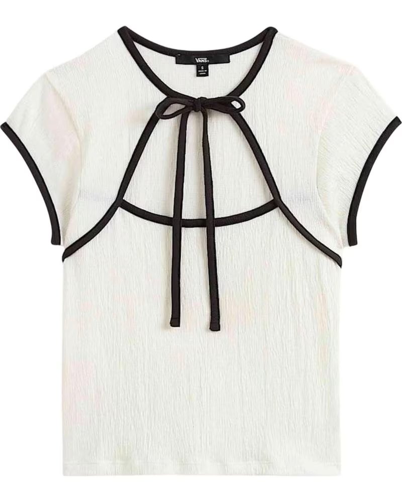 VANS OFF THE WALL CAMISETA DE MANGA CORTA VANS CAMISETAS VANS KARI TIE NECK TOP CLAS EN BLANCO PARA MUJER