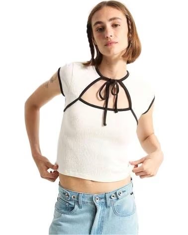 VANS OFF THE WALL CAMISETA DE MANGA CORTA VANS CAMISETAS VANS KARI TIE NECK TOP CLAS EN BLANCO PARA MUJER
