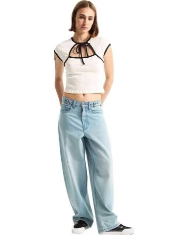 VANS OFF THE WALL CAMISETA DE MANGA CORTA VANS CAMISETAS VANS KARI TIE NECK TOP CLAS EN BLANCO PARA MUJER