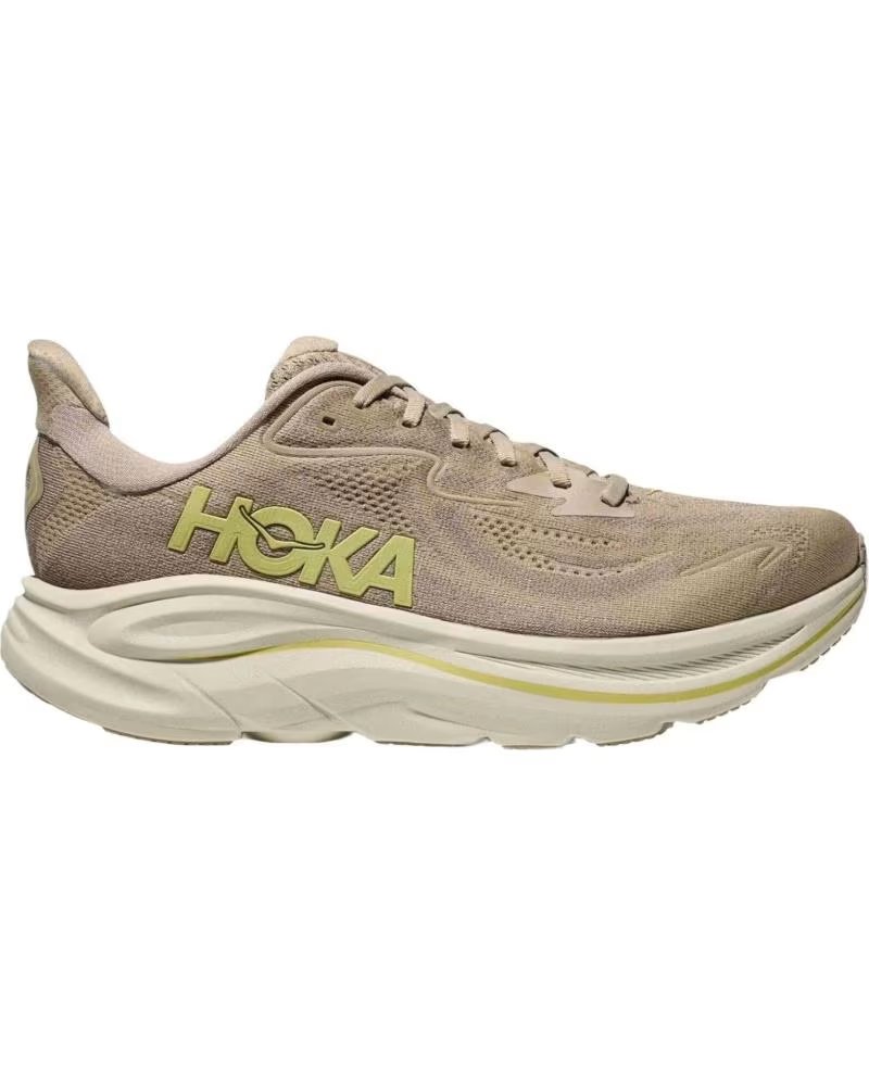 HOKA CLIFTON 10 RUNNING SHOES FOR MEN IN RAW LINEN-STONE BEIG