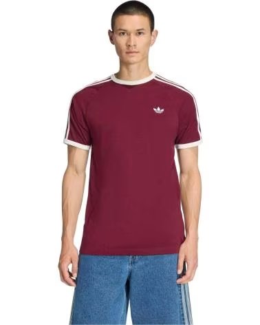 ADIDAS CAMISETA KQ9639 DE MANGA CORTA PARA HOMBRE, DISEÑO CLÁSICO EN GRANATE Y BLANCO MAROON-OWHITE
