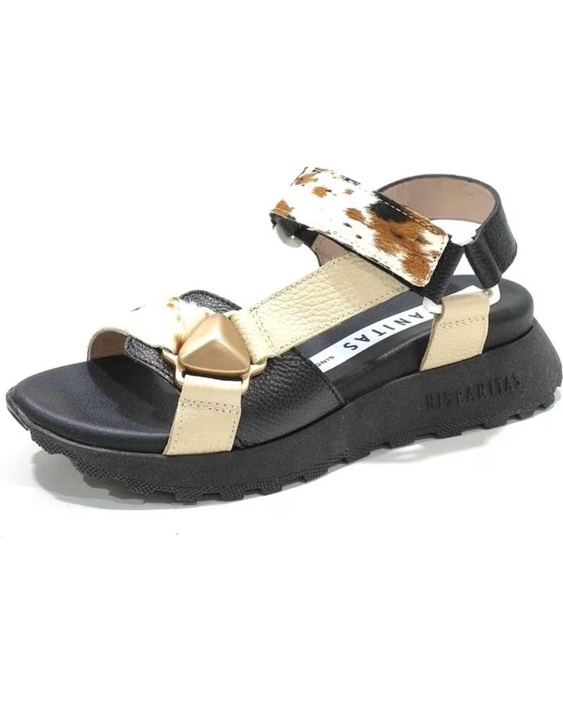HISPANITAS SANDALIAS 121-264807 EN BLANCO PARA MUJER BUTTER NEGRO