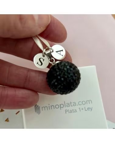 MINOPLATA LLAMADOR DE ANGEL 20 MM NEGRO PERSONALIZADO DE PLATA DE LEY