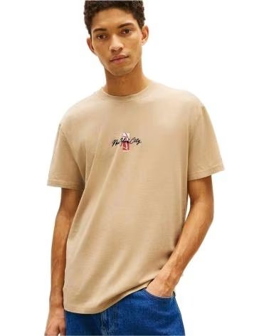 TOMMY HILFIGER CAMISETA DE MANGA CORTA - CAMISETA EN BEIGE PARA HOMBRE GENTLE GOLD