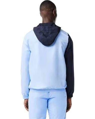 LACOSTE FELPA BH1041-00 CON CAPPUCCIO E ZIP VERDE-AZUL MARINO-BLANCO-7UP