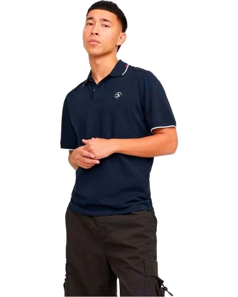 JACK AND JONES POLO DE MANGA CORTA JACKJONES JACK JONES 12252395 - POLO EN AZUL PARA HOMBRE AZUL MARINO
