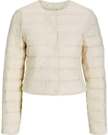 JJXX Chaqueta Nora Lightweight Collar-Less - Chaqueta en beige para mujer CRUDO