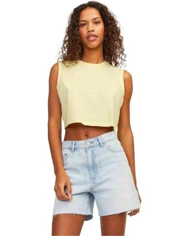 JJXX ALVIRA SLIM CROP KURZARM-T-SHIRT GELB AMARILLO
