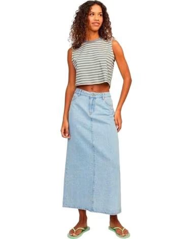 JJXX KURZARM-T-SHIRT ALVIRA SL SLIM CROP GESTREIFT GRAU UND GELB FÜR DAMEN GRIS-AMARILLO