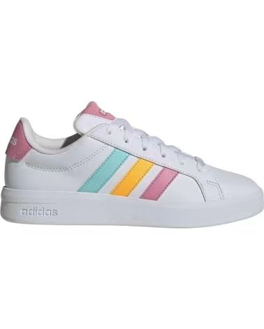 ADIDAS BASKETS GRAND COURT 30 BLANCHES AVEC DÉTAILS MULTICOLORES POUR ENFANTS JUNIOR