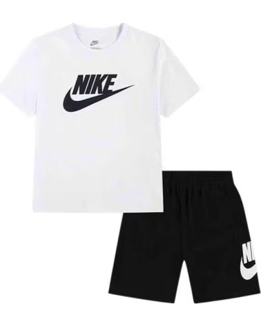 NIKE CHANDAL NKN CLUB TEE AND SHORT SET NEGRO 66L596-F66 C BLANCO