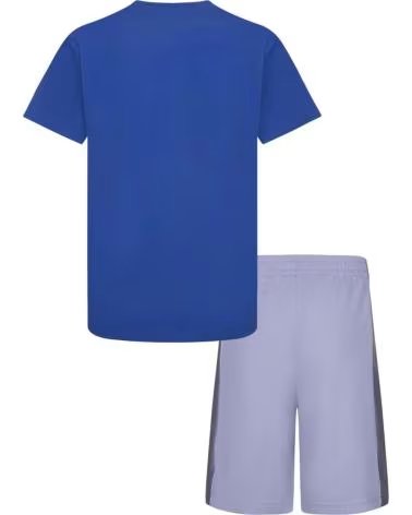 JORDAN CONJUNTO JDB COURT AIR TEE SHORT MESH PARA NIÑOS CEMEN GREY-TRUE BLUE