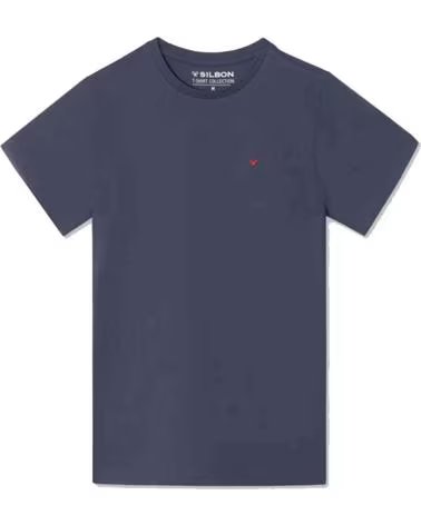 SILBON SHORT SLEEVE T-SHIRT 124602 FOR MEN NAVY BLUE AZUL