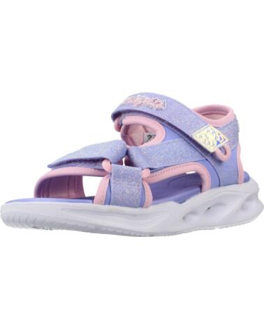 SKECHERS SANDALIAS SOLA GLOW PARA NIÑA, AJUSTE CON VELCRO LVLP