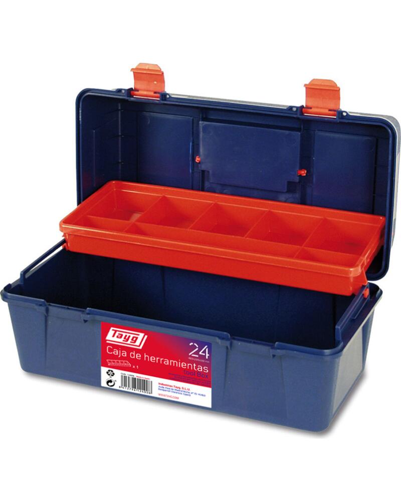 TAYG CAJA DE HERRAMIENTAS MANUAL CON BANDEJA ORGANIZADORA MULTICOLOR