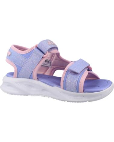 SKECHERS SANDALIAS SOLA GLOW PARA NIÑA, AJUSTE CON VELCRO LVLP