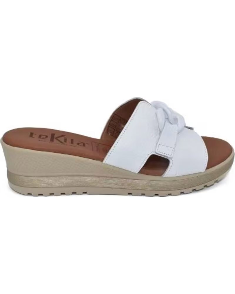 TEKILA 5047 WOMEN´S LEATHER WEDGE SANDALS BLANCO