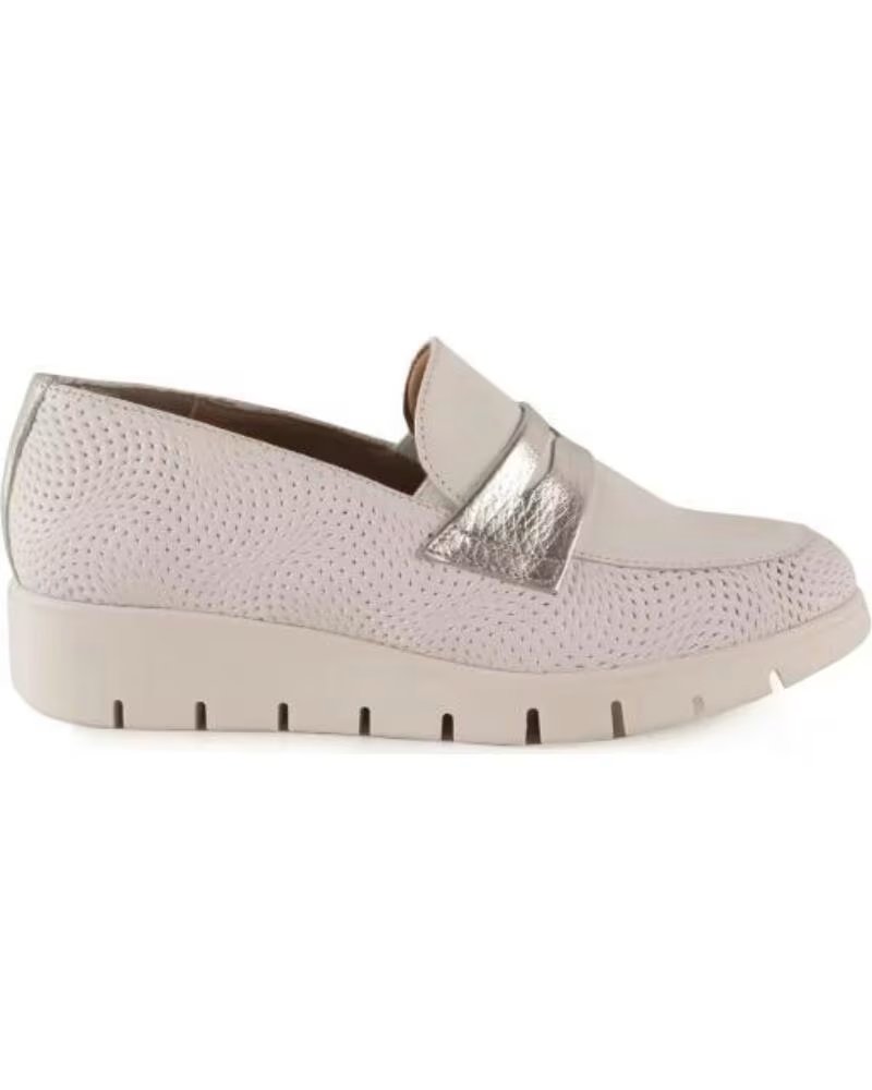 CHAMBY MOCASINES DE PIEL CALADOS PARA MUJER CON PLATAFORMA COMODA TALLAS 36 A 40 MODELO 6 BLANCO