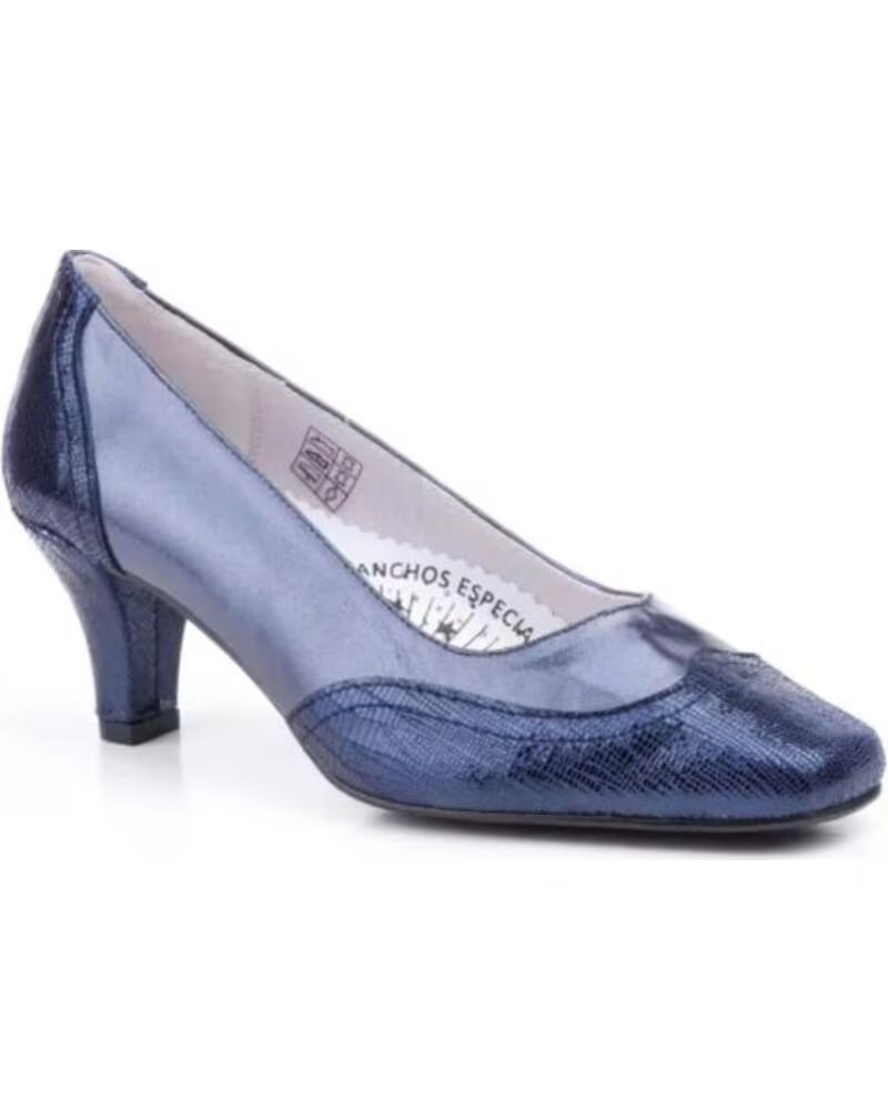 JAM ZAPATOS DE MUJER DE PIEL CON TACON MEDIO HECHO EN ESPANA ANCHO ESPECIAL TALLAS 36 A 41 MODELO 5209 AZUL