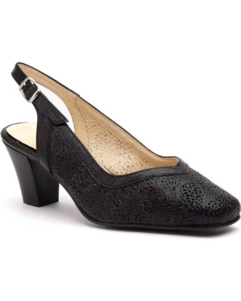JAM ZAPATOS DE MUJER DE PIEL CON TACON MEDIO HECHO EN ESPANA TALLAS 36 A 41 MODELO 5610 NEGRO