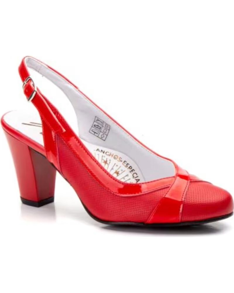JAM ESCARPINS À TALON MOYEN MODÈLE 5966 EN CUIR ROUGE ROJO
