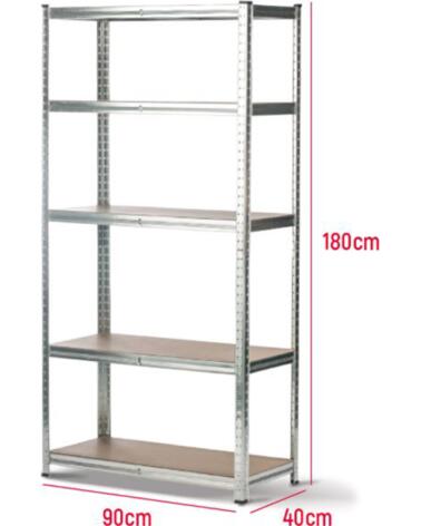 TAYG ESTANTERÍA METÁLICA INDUSTRIAL 180X90X40 CM CON 5 BALDAS MULTICOLOR