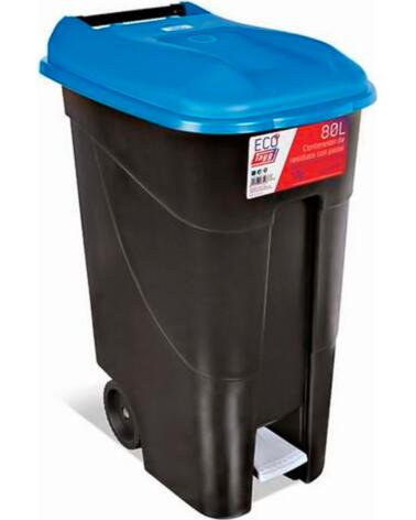 TAYG CONTENEDOR DE RESIDUOS A PEDAL 80L CON RUEDAS MULTICOLOR