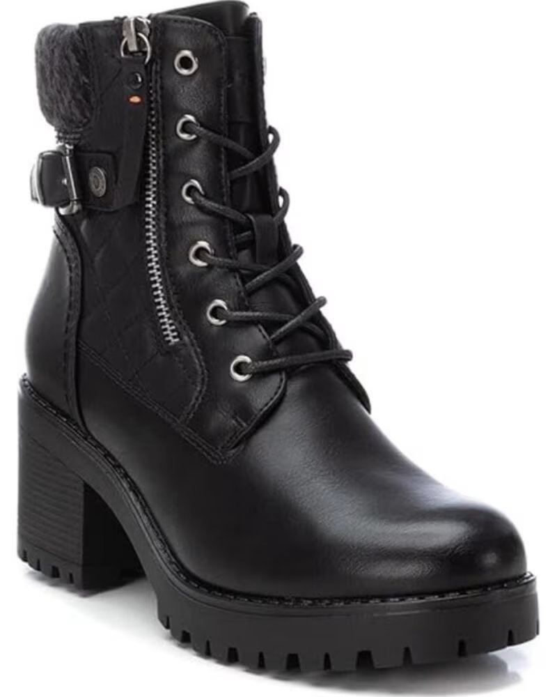 DAMEN STIEFELETTEN REFRESH 172310 MIT ABSATZ, SCHNÜRUNG UND REISSVERSCHLUSS SCHWARZ NEGRO