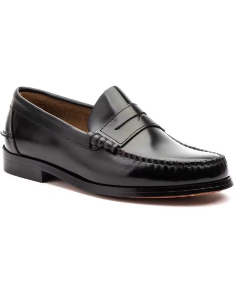 JAM MOCASINES DE PIEL ESTILO CLÁSICO CON ANTIFAZ MODELO 1003 NEGRO