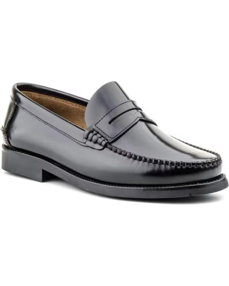 JAM MOCASINES DE PIEL PARA HOMBRE ESTILO CLASICO CON ANTIFAZ LISO SUELA CUERO TALLAS 39 A 45 MODELO 1000 NEGRO