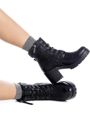 DAMEN STIEFELETTEN REFRESH 172310 MIT ABSATZ, SCHNÜRUNG UND REISSVERSCHLUSS SCHWARZ NEGRO