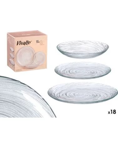 VIVALTO CONJUNTO DE JANTAR 18 PEÇAS EM VIDRO DECORADO MULTICOLOR