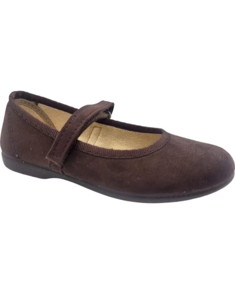 CONDIZ MERCEDITAS DE NINA EN TELA CON TIRA DE VELCRO TALLAS 20 A 38 MODELO 1750 MARRóN