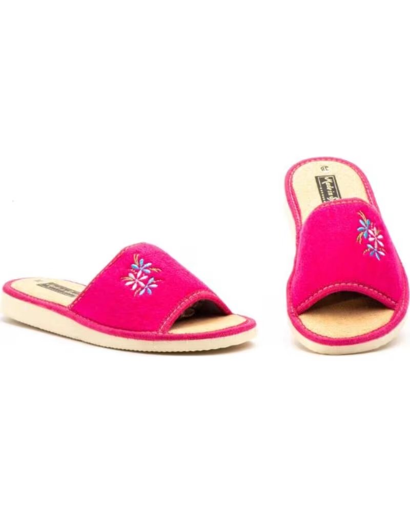 JAM ZAPATILLAS DE CASA ABIERTAS MODELO 1444 CON BORDADO FLORAL MORADO